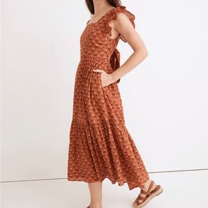 Madewell Ruffle Strap Tiered Tie Back Dress in Calendula Block Print